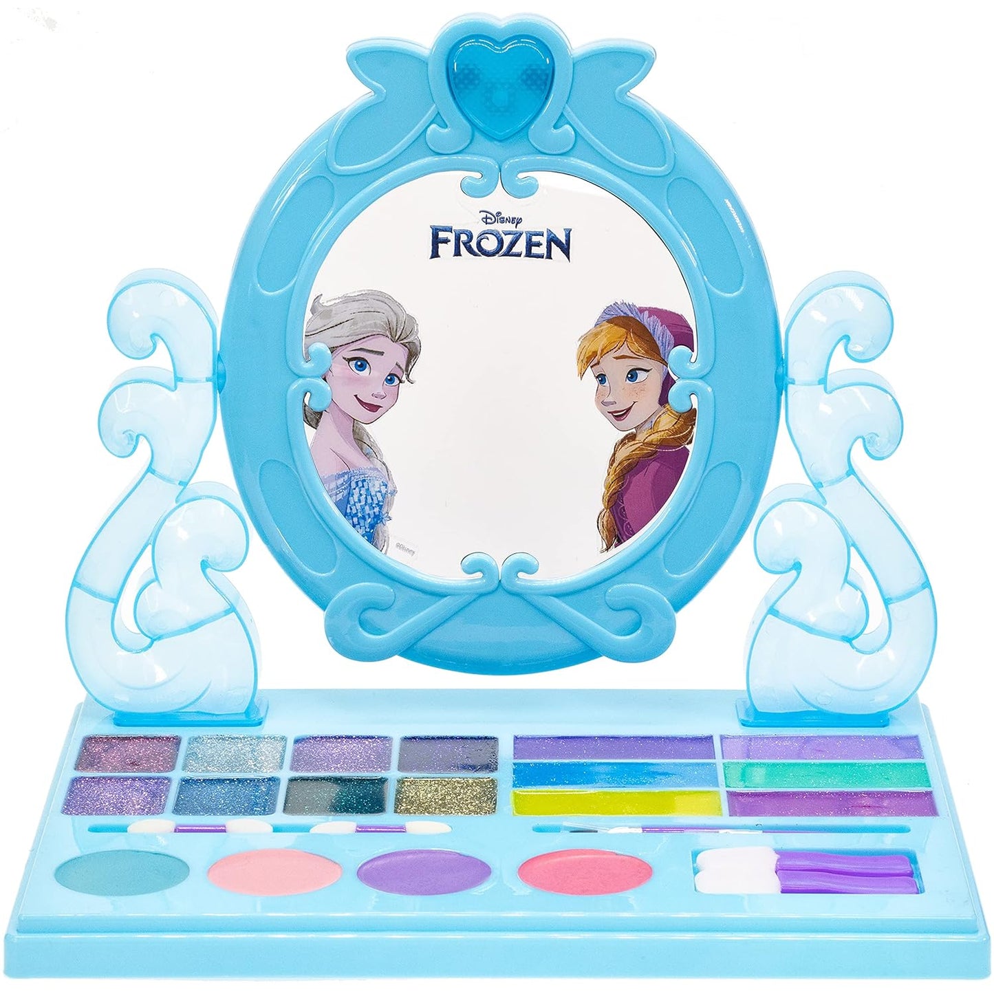 Disney Frozen - Townley Girl Cosmetic Vanity Compact Makeup Set with Mirror & Built-in Music Includes Lip Gloss, Shimmer & Brushes for Kids Girls, Ages 3+ perfect for Parties, Sleepovers and Makeovers