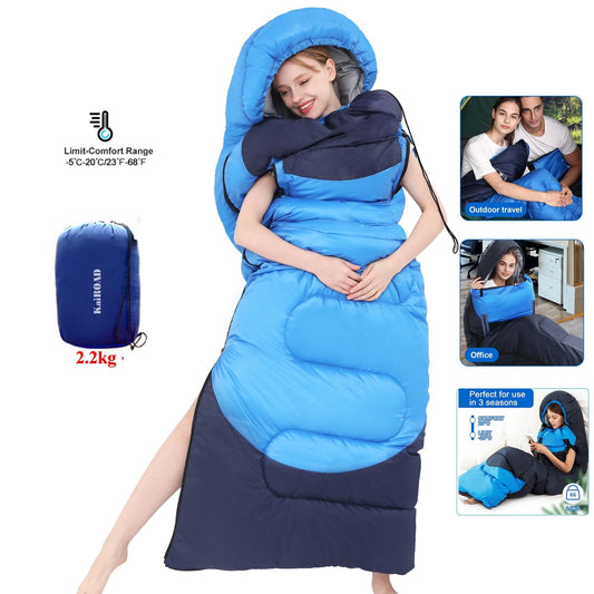 SHANNA Cold Weather Sleeping Bags for Adults Camping Sleeping Bag Portable Sleeping Bag with Zip Holes on the Arms for Camping Hiking£¨Blue£©