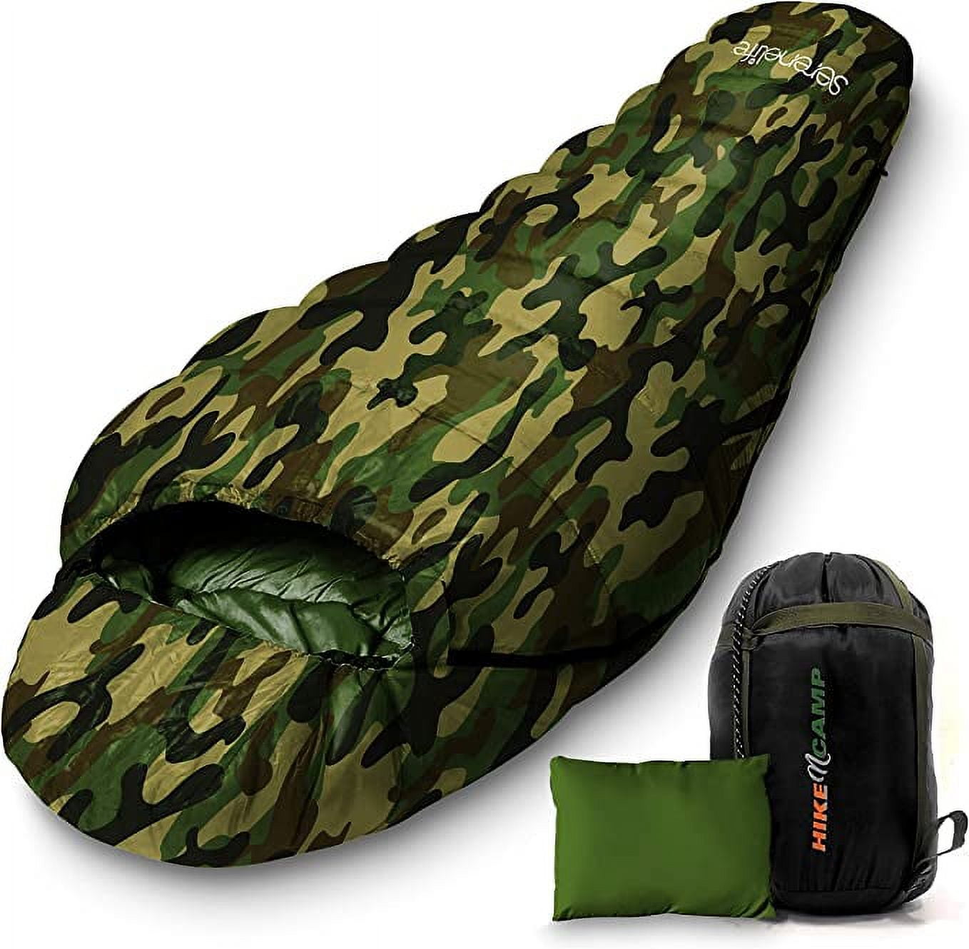SereneLife Backpacking Sleeping Bag Camping Gear, Mummy Sleeping Bag for Adults/Teens W/ Pillow Bag