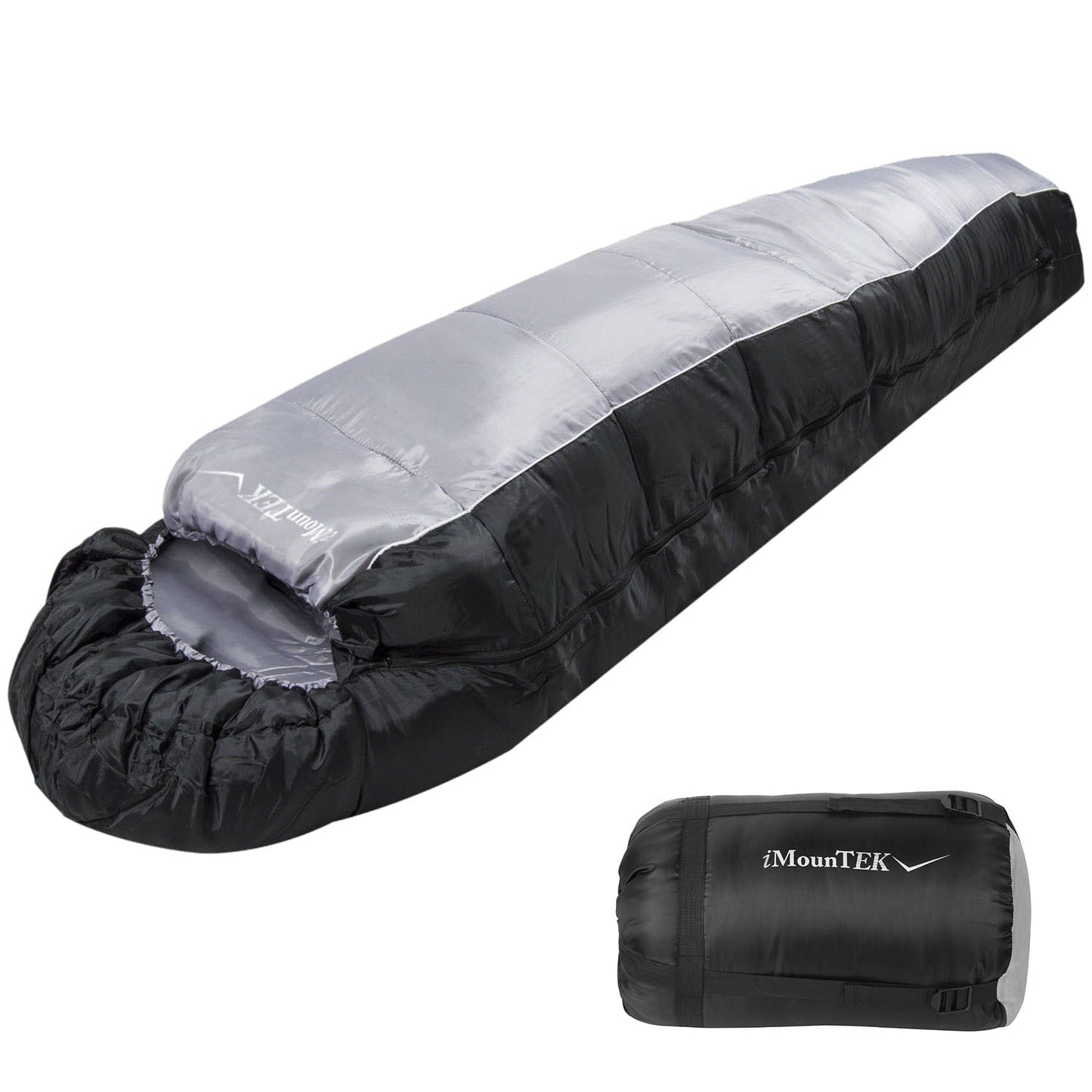 Sleeping Bag for Adults, iMountek Compression Sack for 3-4 Season Camping, Fits 23¡ãF ~ 50¡ãF(Gray)