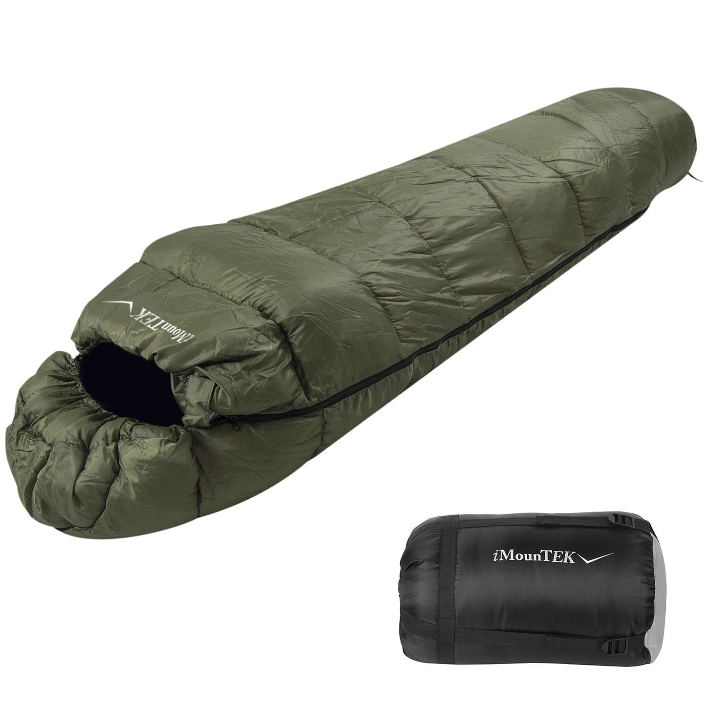 Sleeping Bag for Adults, iMountek Compression Sack for 3-4 Season Camping, Fits 23¡ãF ~ 50¡ãF(Green)