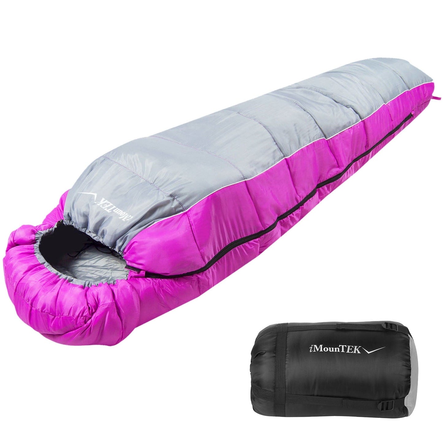 Sleeping Bag for Adults, iMountek Compression Sack for 3-4 Season Camping, Fits 23¡ãF ~ 50¡ãF(Pink)