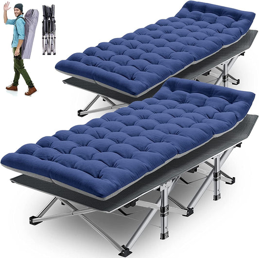 Slsy Cot, 2 Pack Folding Camping Cot for Adults, Sleeping Cots Heavy Duty Guest Bed with 2-Sided Pearl Cotton Mattress & Carry Bag