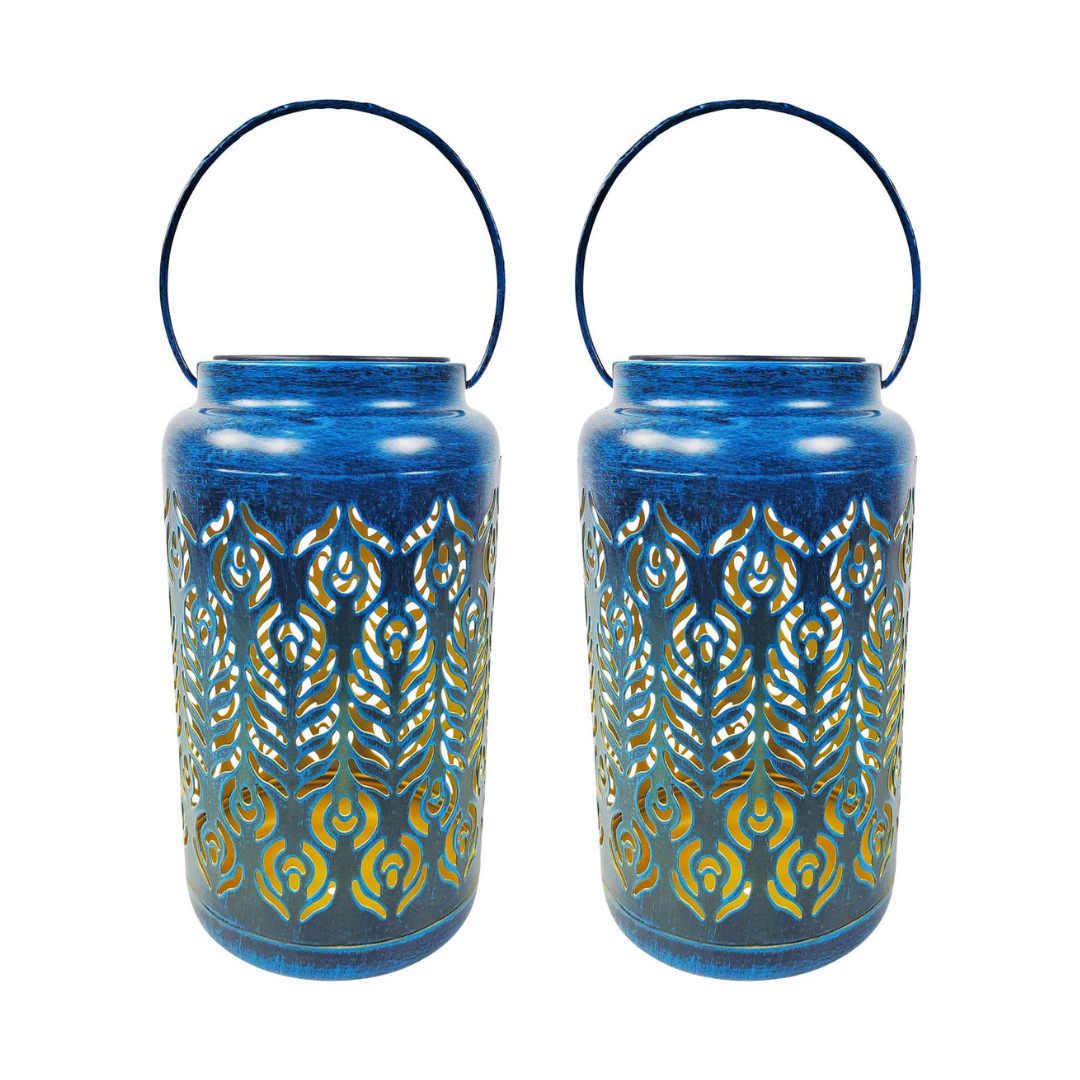 Bliss Outdoors 9" Tall 2-Pack Hanging and Tabletop Decorative Solar LED Lantern w/ Phoenix Feather Design - Senior.com Camping Lights & Lanterns