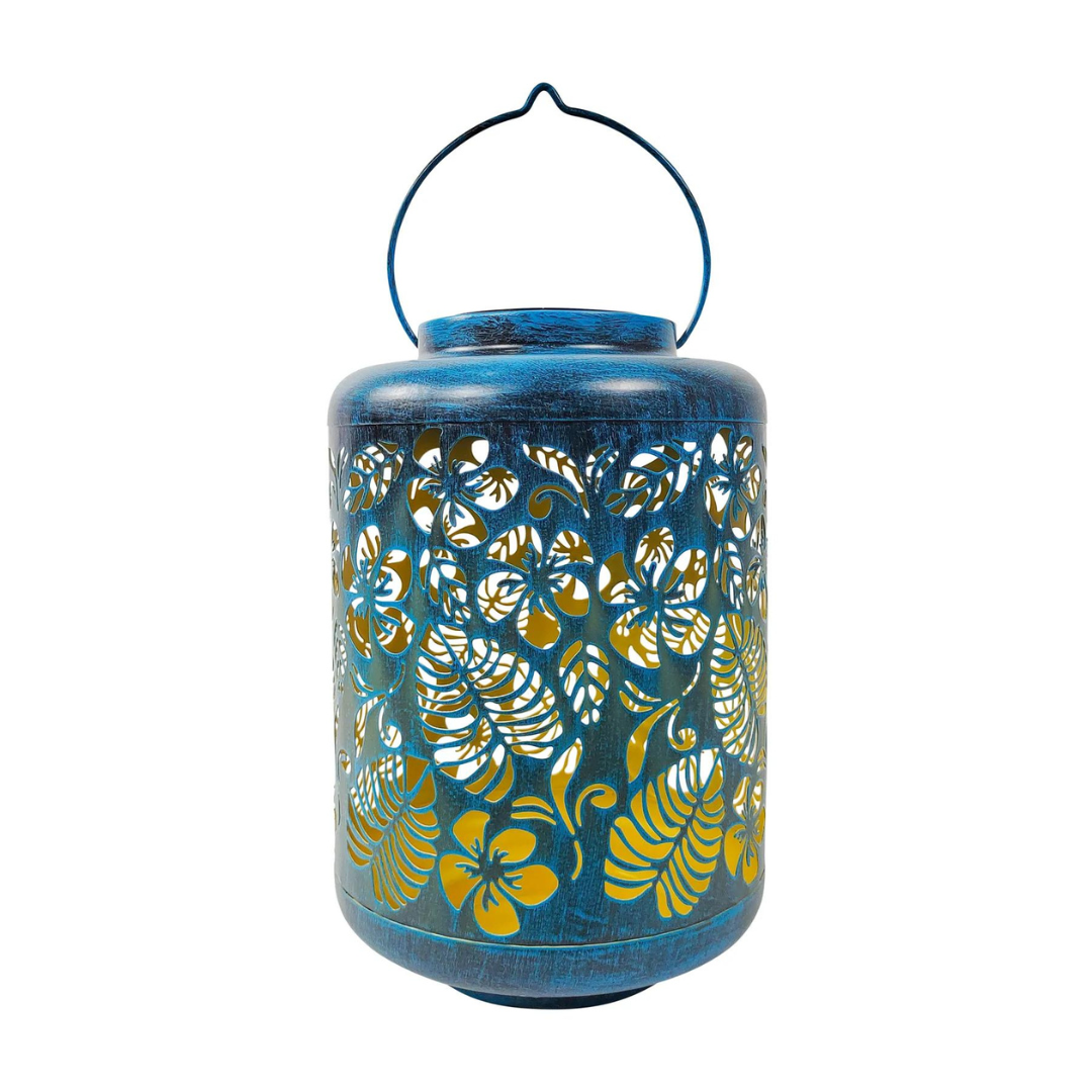 Bliss 12" Tall Decorative Solar LED Lantern Lights - Tropical Flower - Senior.com Camping Lights & Lanterns