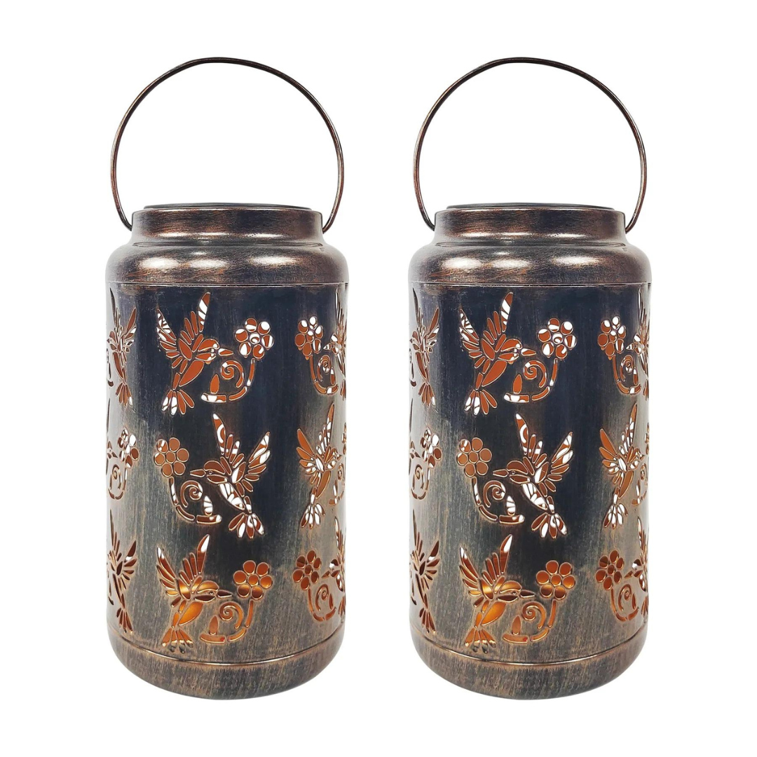 Bliss 9" Tall Decorative Solar LED Lantern Lights 2-Pack - Humming Bird - Senior.com Camping Lights & Lanterns