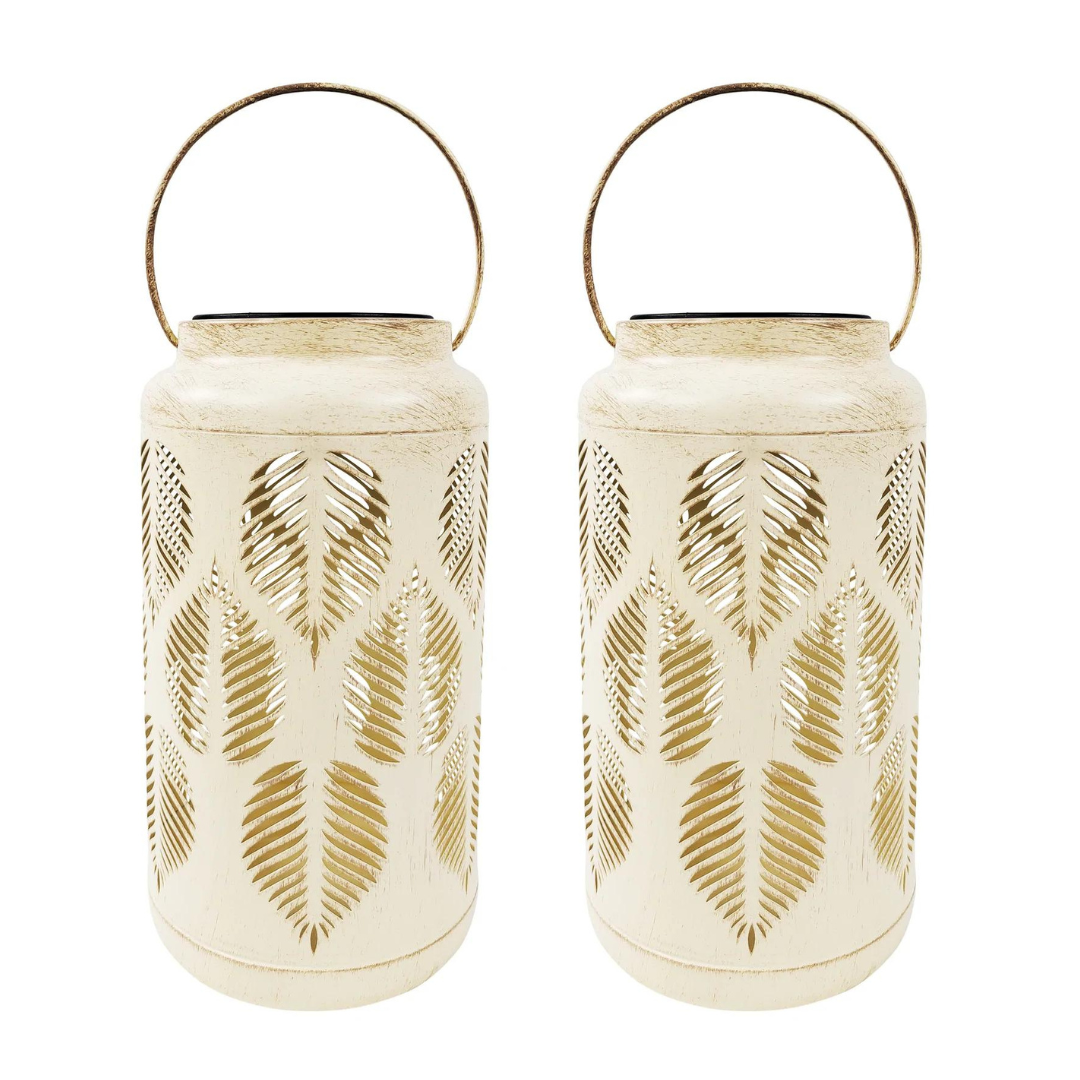 Bliss 9" Tall Decorative Solar LED Lantern Lights 2-Pack - Tropical Leaf - Senior.com Camping Lights & Lanterns