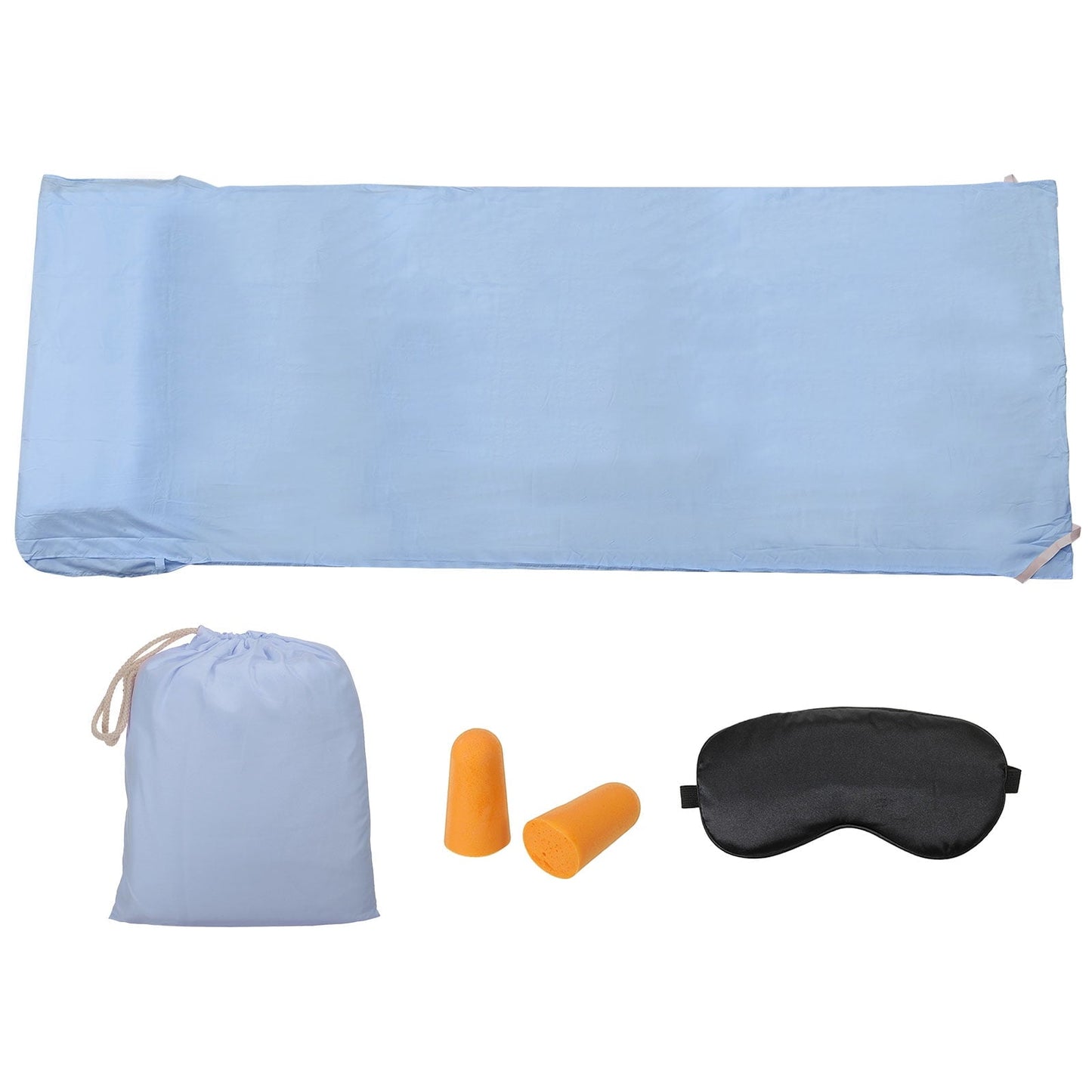 Uxcell 82.6x71 inch Sleeping Bag Liner Travel Hotel Camping Sleep Sheet Sack Set for Backpacking Blue