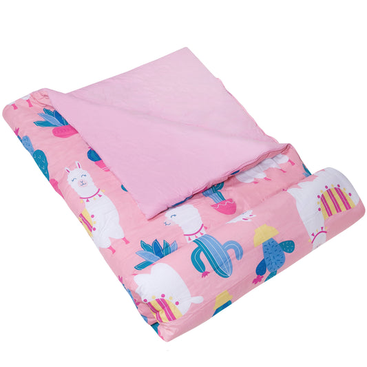 Wildkin Kids Original Sleeping Bag for Boys and Girls, Measures 57 x 30 Inches (Llamas and Cactus Pink)