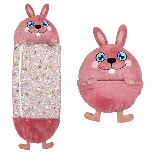 XGeek Happy Sleeping Kids Bag, 2 in 1 Pillow & Sleeping Bags for Spring and Summer, Gift for Kids (Rabbit/55*20 Inch)