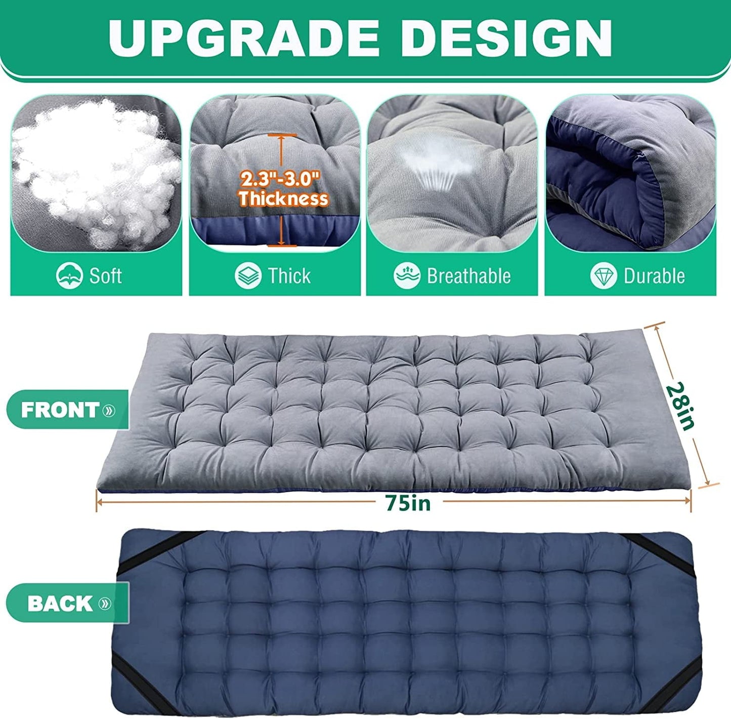 Slsy Folding Camping Cot with 2-Sided Cushion & Carry Bag, Tent Folding Cot for Sleeping