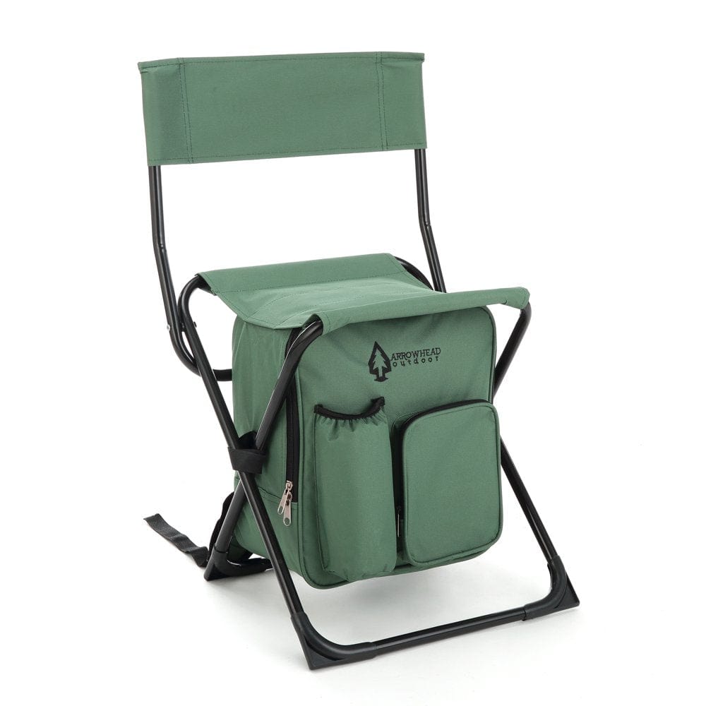 ARROWHEAD OUTDOOR Multi-Function 3-In-1 Compact Camp Chair: Backpack, Stool & Insulated Cooler, W/ Bottle Holder & Storage Bag, External Pockets, Backrest, Fishing, Hiking, Heavy-Duty, Usa-Based