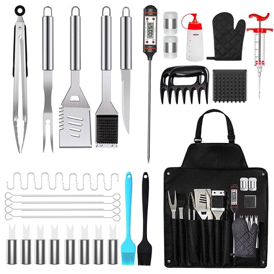 BBQ Grill Accessories,41Pcs BBQ Tool Set,Stainless Steel Grilling Kit for Smoker,Camping,Outdoor,Barbecue Utensil Gifts for Men Women with Thermometer and Meat Injector