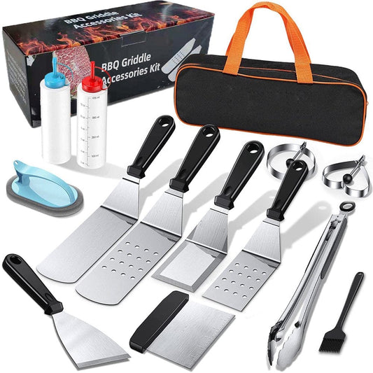 BBQ Set Grilling Tool Kit Griddle Accessories for Blackstone, 14 Pieces Flat Top Griddle Accessories Set for Blackstone and Camp Chef