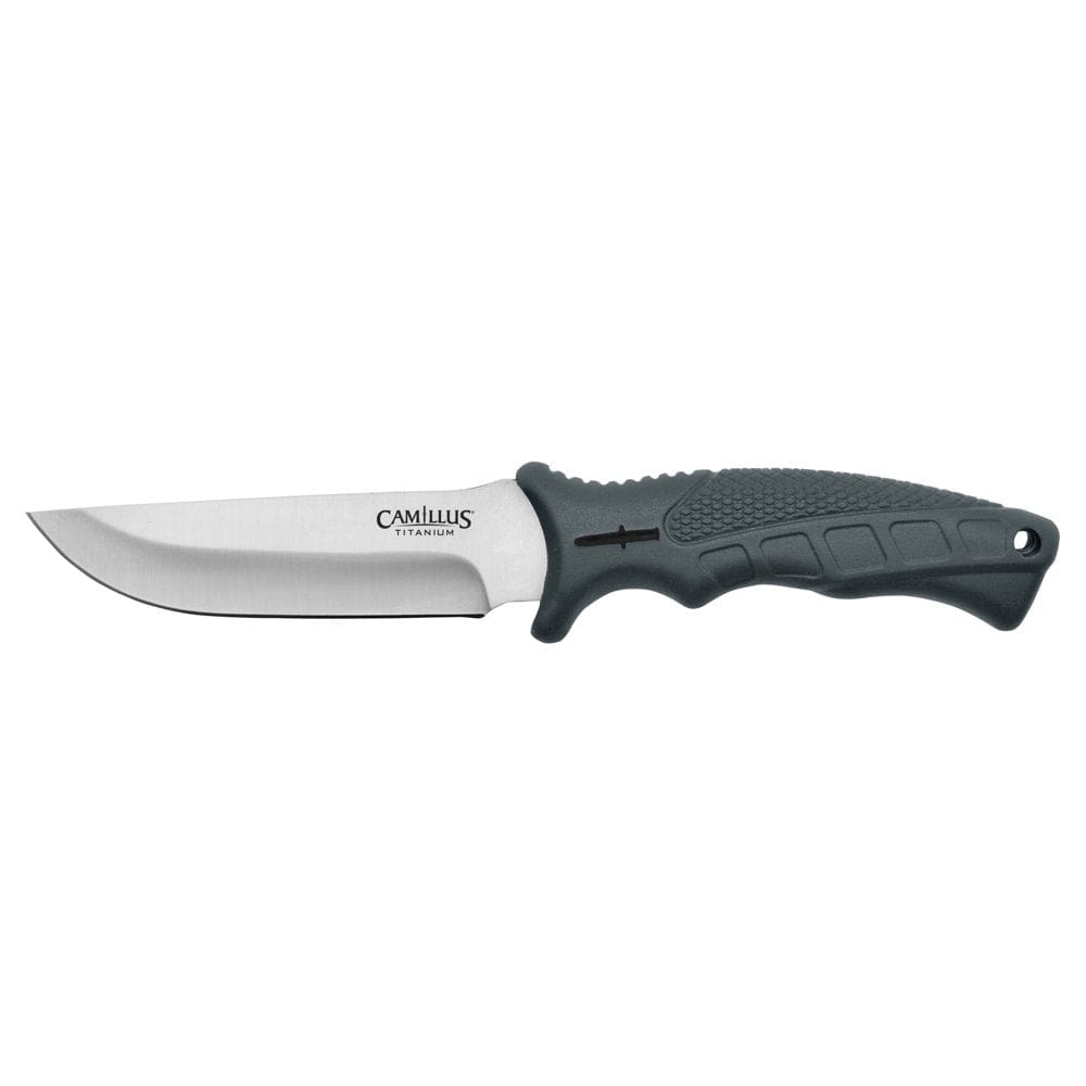 Camillus 9.5" Camp Knife, Titanium Bonded 4.75" Fixed Blade, Camping/Hunting, Gray Handle