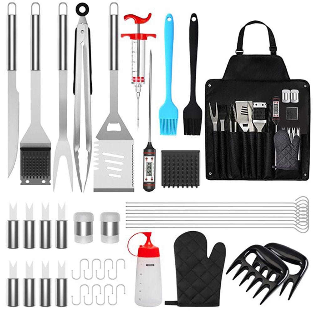 CAPIVO 41Pcs BBQ Grill Tool Set, Grill Accessories BBQ Tools with Storage Bag, Extra Thick Stainless Steel Spatula Fork & Tongs, Meat Syringe&Thermometer BBQ Utensils Set for Camping, Outdoor, Backyar