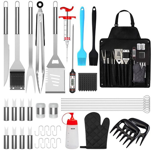 CAPIVO 41Pcs BBQ Grill Tool Set, Grill Accessories BBQ Tools with Storage Bag, Extra Thick Stainless Steel Spatula Fork & Tongs, Meat Syringe&Thermometer BBQ Utensils Set for Camping, Outdoor, Backyar