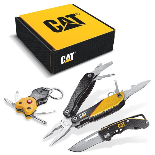 Cat 3 Piece 12-In-1 Multi-Tool, Knife, and Multi-Tool Key Chain Gift Box Set - 240192