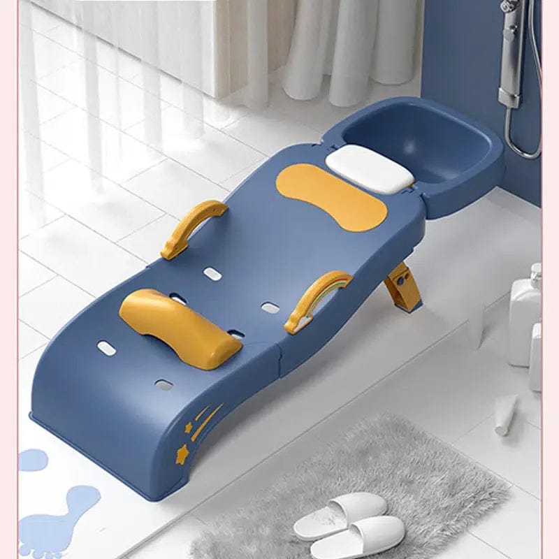 Children‘S Shampoo Chair for Washing Hair Baby Shampoo Artifact Foldable Baby Household Sitting and Lying Shampoo Stool