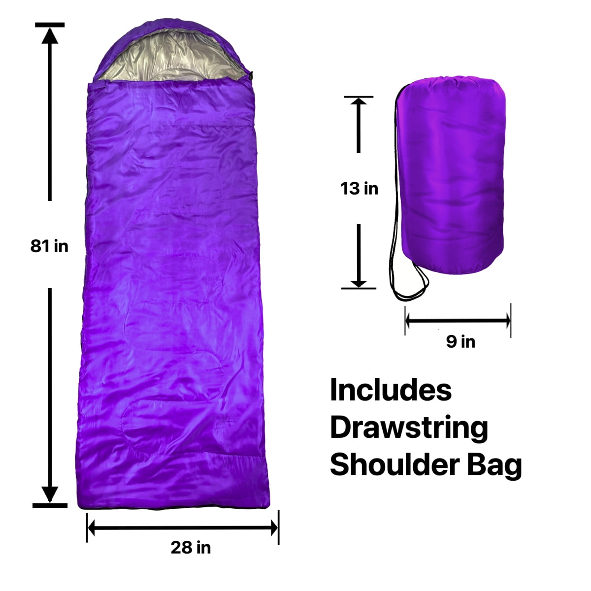 RNX Warm Weather Lightweight Sleeping Bag, Ultralight with Compression Sack