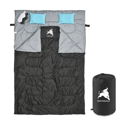 Double Sleeping Bag,2 Person Sleeping Bag Lightweight Waterproof with 2 Pillows and 2 Eye Masks for Camping, Backpacking, or Hiking Outdoor for Adults or Teens Queen Size XL