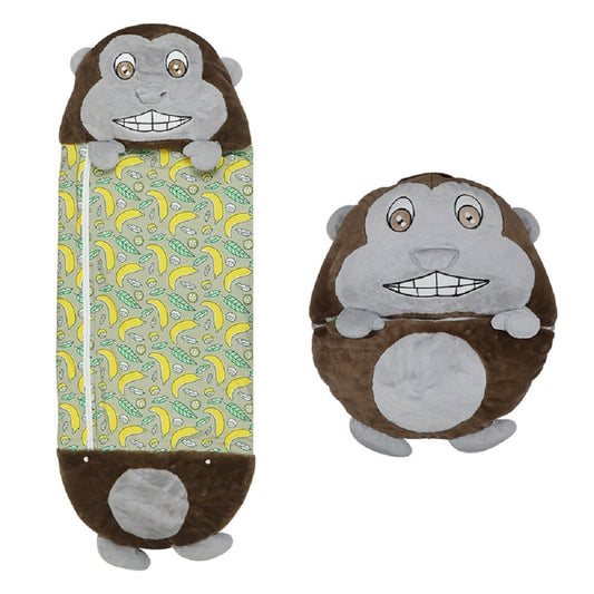 XGeek Happy Sleeping Kids Bag, 2 in 1 Pillow & Sleeping Bags for Spring and Summer, Gift for Kids (Gorilla/65*28 Inch)