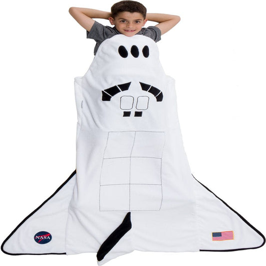 Silver Lilly Plush Fleece Spaceship Rocket Ship Sleeping Bag Blanket for Kids
