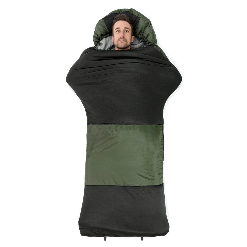 Slumbertrek Contour Sleeping Bag, Temperature +38.5F, Rectangle Shape, Size 88.5X30In, Olive Black Color