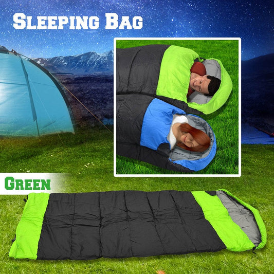 Sunrise Hooded Sleeping Bag Outdoor Camping or Indoor Sleep with Carry Bag(Green)