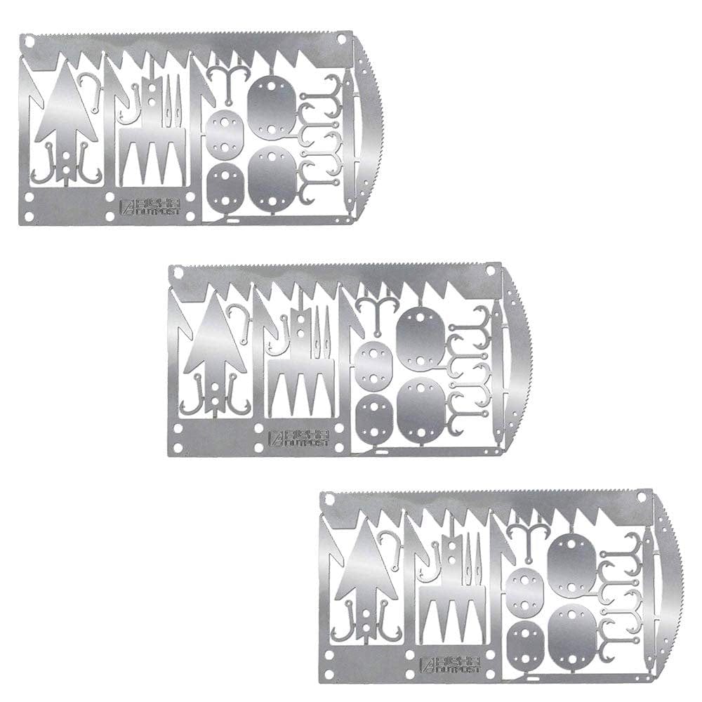 Survival Multitool Original 22-In-1 Card for Camping Gear, Hiking, Fishing, Hunting, Wilderness Survival, Preppers Bug Out Bag, Emergency Kit - Lot of 3