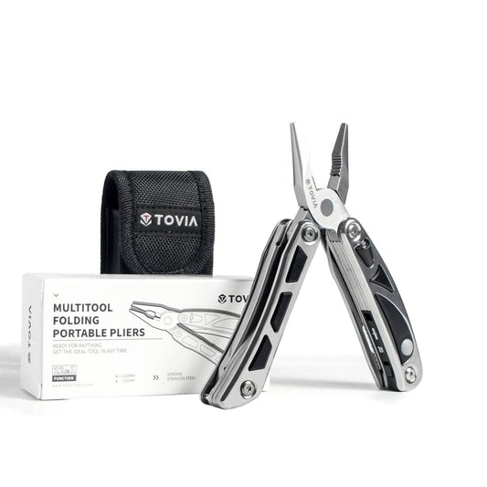 TOVIA 12 in 1 Multitool Pliers 5Cr15Mo Folding Knife Multi Cable Wire Cutter Stripper Camping Hunting Multitool with Carabiner