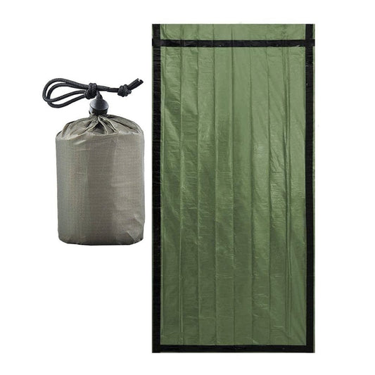 Wrea Outdoor Sleeping Bag Reflective Waterproof Emergency Survival Sleep Pack Folding Travel Aluminum Film Bad Weather Pouch Green